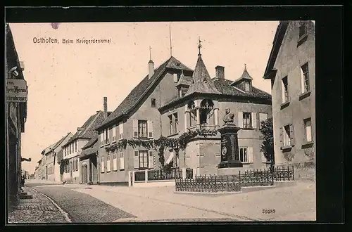 AK Osthofen, Strassenpartie beim Kriegerdenkmal