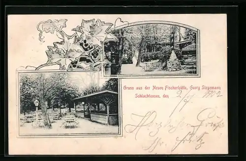 AK Berlin-Schlachtensee, Gasthaus Neue Fischerhütte, Gartenansichten