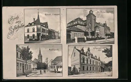 AK Schiefbahn, Bürgermeisteramt, Kaiserliches Postamt, St. Hubertus-Stift