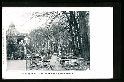 AK München-Schwabing, Cafe Milchhäusl, Gartenansicht gegen Osten