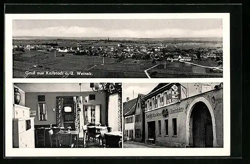 AK Kallstadt a. d. Weinstrasse, Cafe-Konditorei-Gaststätte von Hans Fruth, Innenansicht, Teilansicht