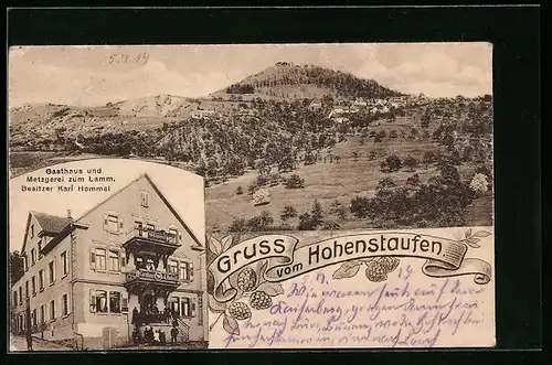 AK Hohenstaufen, Gasthaus und Metzgerei zum Lamm, Panorama