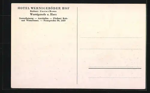 AK Wernigerode a. Harz, Hotel Wernigeroder Hof von Gustav Bosse