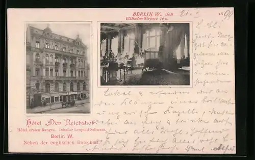 AK Berlin, Hotel Der Reichshof, Wilhelm-Str. 70a