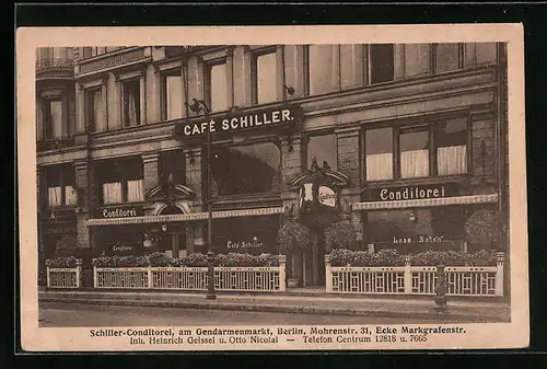 AK Berlin, Cafe Schiller, Mohrenstr. 31 Ecke Markgrafenstr.