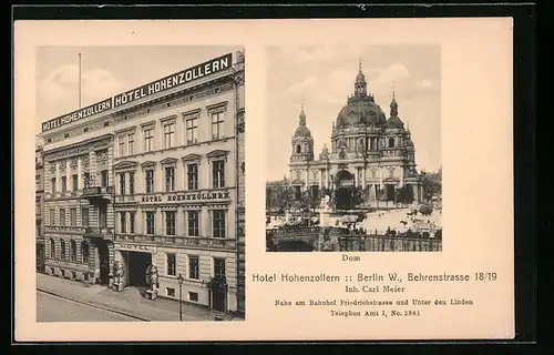 AK Berlin, Hotel Hohenzollern, Behrenstr. 18-19