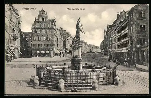 AK Augsburg, Ansicht Merkurbrunnen