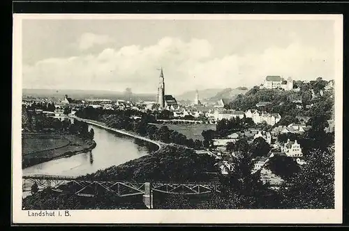 AK Landshut i. B., Ortsansicht aus der Vogelschau