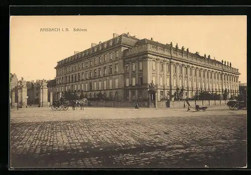 AK Ansbach i. B., Schloss mit Pferdekutsche