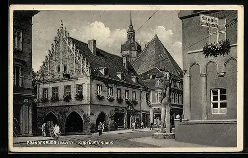 AK Brandenburg /Havel, Kurfürstenhaus, Haltestelle, Umsteigestelle