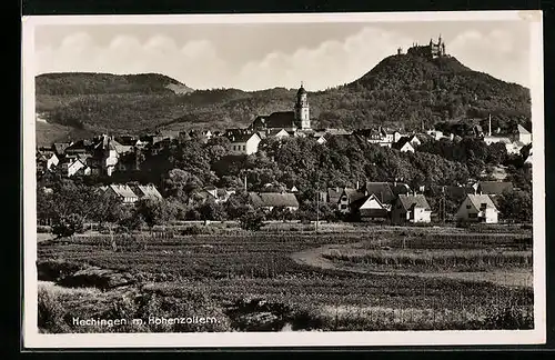 AK Hechingen, Ortsansicht mit Hohenzollern