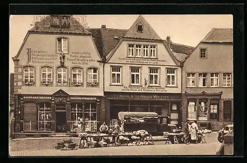 AK St. Wendel, Häuser mit Bekenntnissprüchen am Domplatz