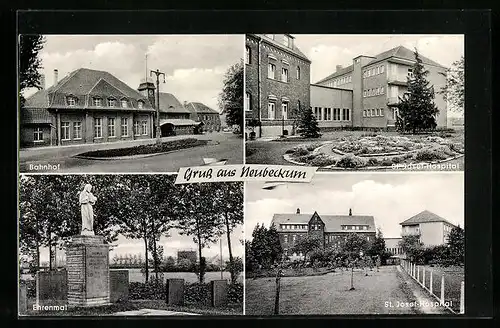 AK Neubeckum /Westf., Bahnhof, St. Josef-Hospital
