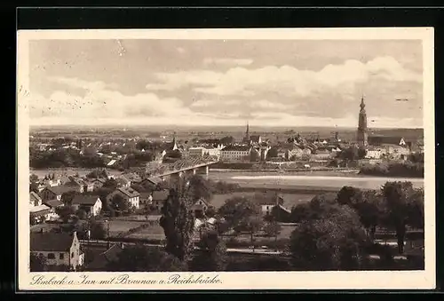 AK Simbach a. Inn, Ansicht mit Braunau u. Reichsbrücke