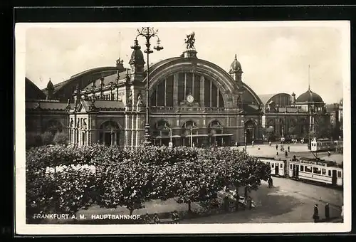 AK Frankfurt a. M., Hauptbahnhof mit Bäumen