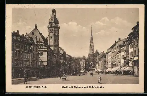 AK Altenburg S.-A., Markt mit Rathaus und Brüderkirche