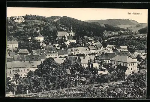 AK Bad Gottleuba, Ortsansicht mit Bergen