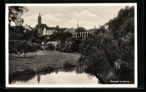 AK Rottweil a. Neckar, Ansicht mit Fluss