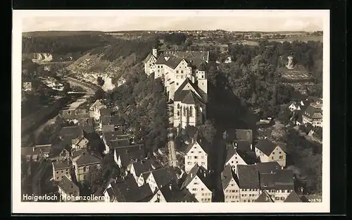 AK Haigerloch /Hohenzollern, Ortsansicht aus der Vogelschau mit Schloss