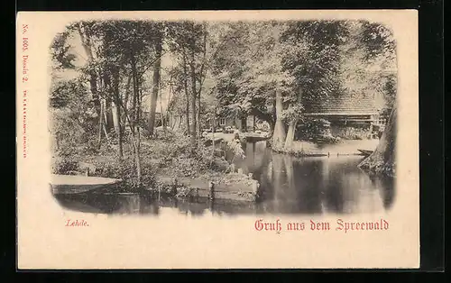 AK Lehde /Spreewald, Blick auf Fluss mit Bäumen