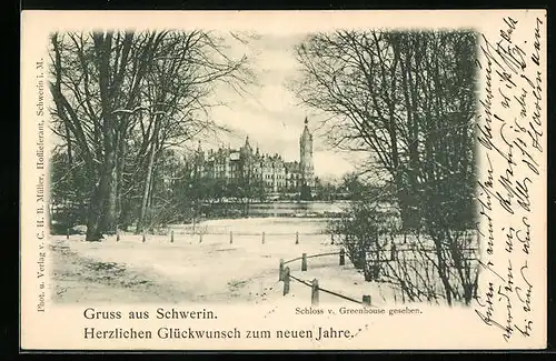 AK Schwerin, Schloss v. Greenhouse gesehen