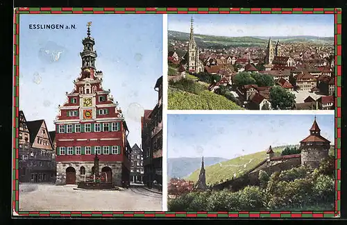 AK Esslingen a. N., Altes Rathaus, Totalansicht Burg