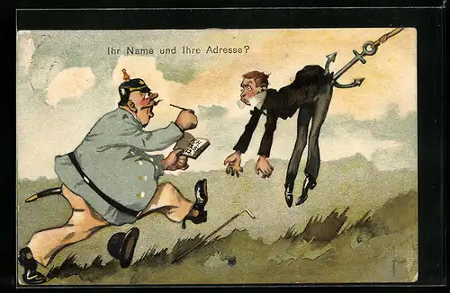 AK Polizist fragt Herr an Anker nach Name und Adresse