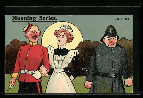 AK Wütender Polizist mit lachendem Paar