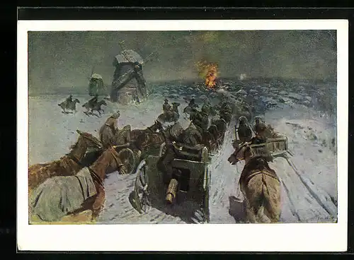 Künstler-AK Russ. Bürgerkrieg, Kavallerie auf dem Vormarsch