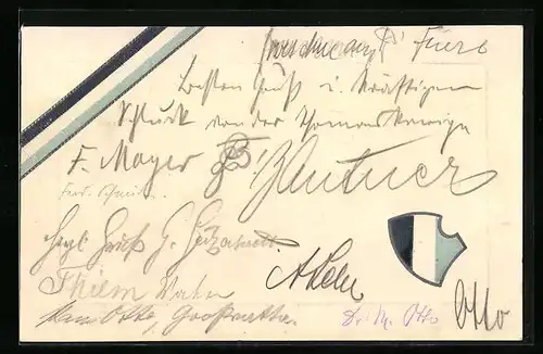 AK Blauweisses Studentenwappen und Banderole