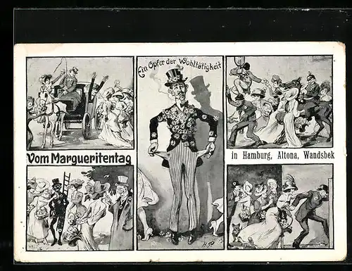 Künstler-AK Hamburg, Szenen vom Margueritentag 1911, Blumentag