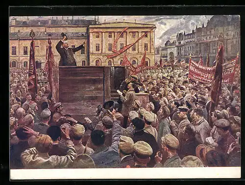 Künstler-AK Das Volk jubelt Lenin zu
