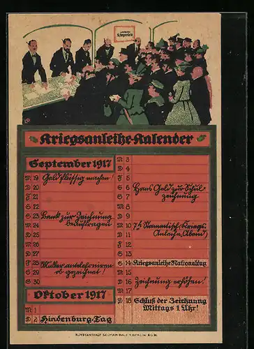 Künstler-AK sign. Louis Oppenheim: Kriegsanleihe-Kalender, 1917