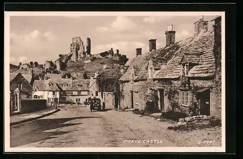 AK Corfe Castle, Strassenpartie, Ruinen