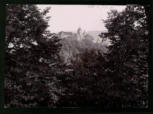 Fotografie Brück & Sohn Meissen, Ansicht Elbogen, Blick aus dem Wald nach dem Schloss Elbogen b. Karlsbad