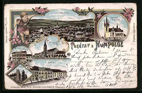 Lithographie Humpolec, Radnice, Gesamtansicht