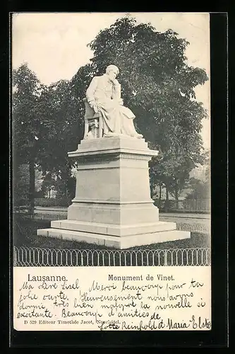 AK Lausanne, Monument de Vinet