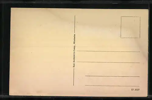 Lithographie Schierstein a. Rhein, Kriegerdenkmal, Gasthaus von Albert Ermert Witwe, Teilansicht