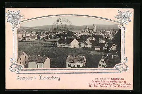 Relief-AK Kempten, Totalansicht vom Lotterberg aus