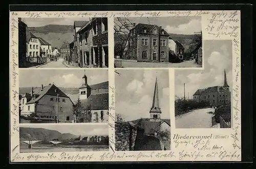 AK Niederemmel, Strassenpartie, Kirche, Brücke