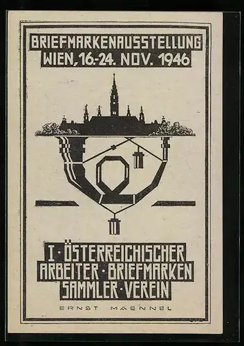 AK Wien, Briefmarken-Ausstellung 1946, Posthorn, Arbeiter-Briefmarken-Sammler-Verein