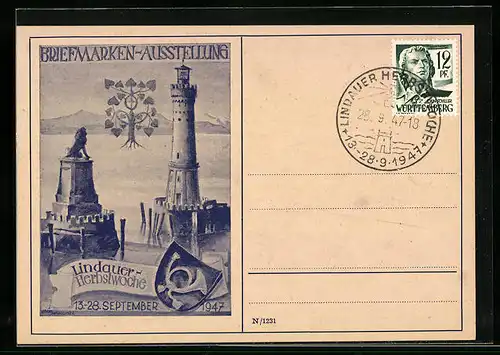 AK Lindau, Briefmarken-Ausstellung zur Lindauer Herbstwoche 1947