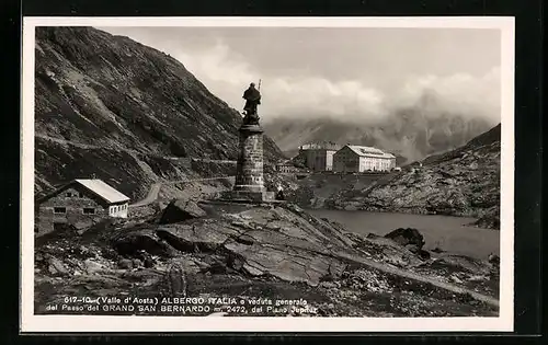 AK Valle D`Aosta, Albergo Italia e veduta generale del Passo del Grand Bernardo