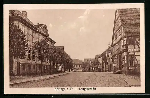 AK Springe a. D., Langestrasse mit Hotel Ratskeller