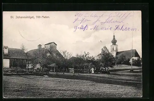AK Piding, Gasthaus St. Johannshügel und Kirche