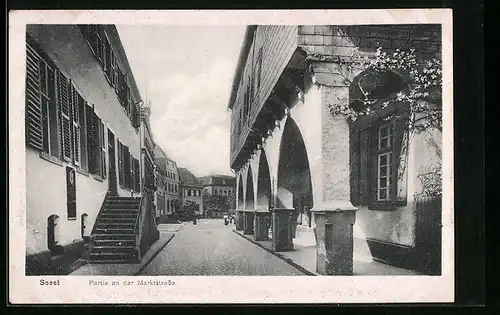 AK Soest, Partie an der Marktstrasse mit Bogengang