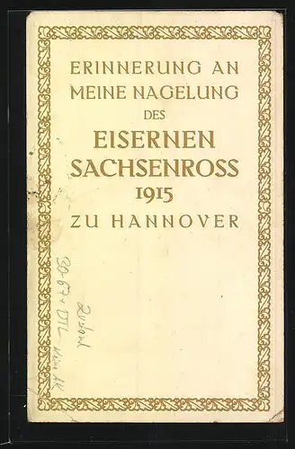 AK Hannover u. Linden, Eisernes Sachsenross 1915, Freiwillige Kriegshilfe