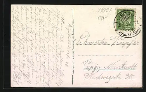 AK Augustusbad b. Radeberg, Ententeich mit Genesungsheim