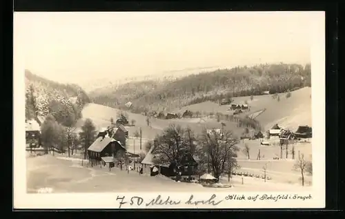 AK Rehefeld i. Erzgeb., Ortsansicht bei Schneefall