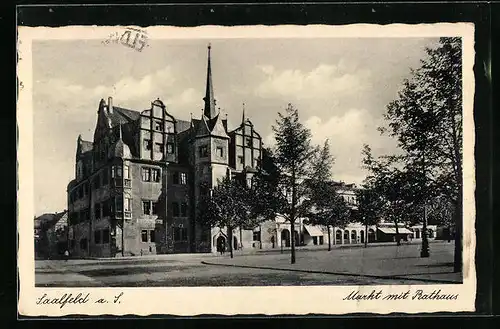 AK Saalfeld a. S., Markt mit Rathaus